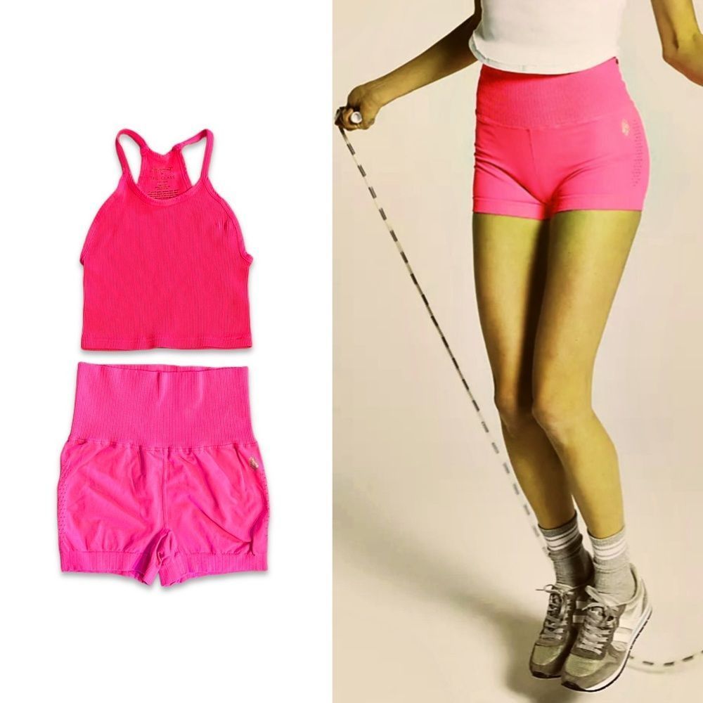 ⚠️Shorts-SOLD❓⚠️7/6//24⚠️Free People Good Karma Running Shorts & Happiness Crop
